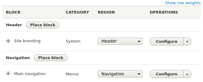 Drupal block layout