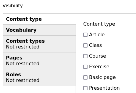 Drupal block visibility settings